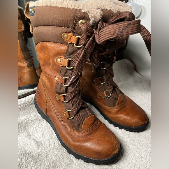 Women’s Timberland Mount Hope Boots - Tobacco Forty Leather - Insulated Lace Up - Picture 2 of 7
